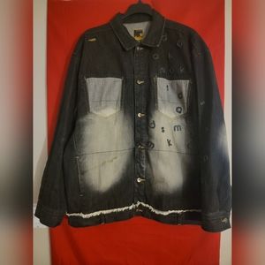 AkdmkVintage 90s Akademiks Denim Jacket Black/Grey Siz,XXLe